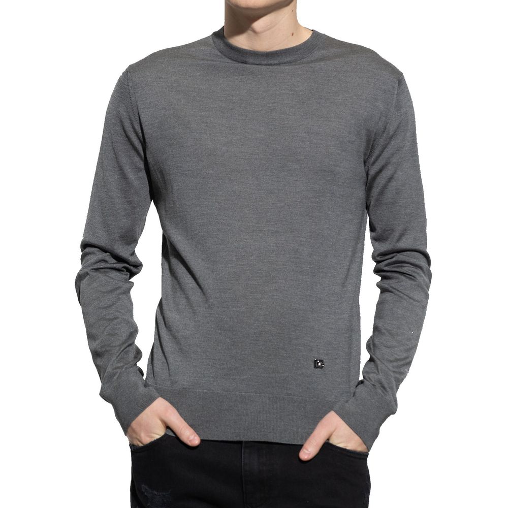 Pull en soie hommes avec logo métallisé noir