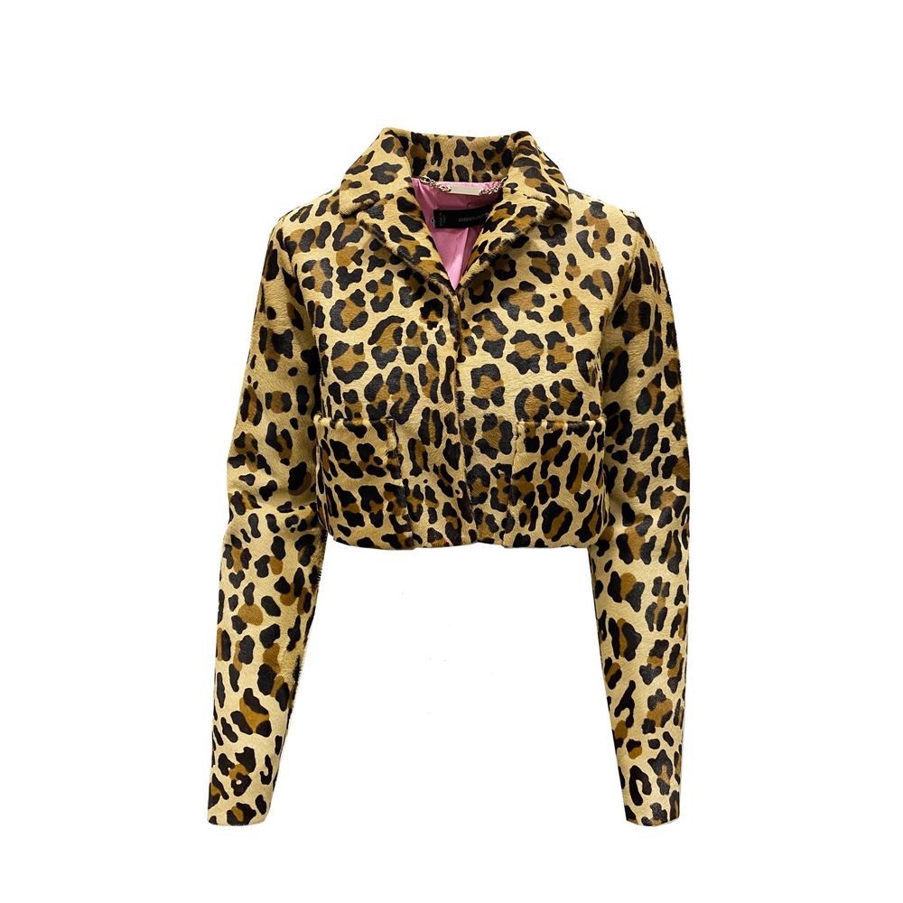 Veste cuir leopard sans fermeture