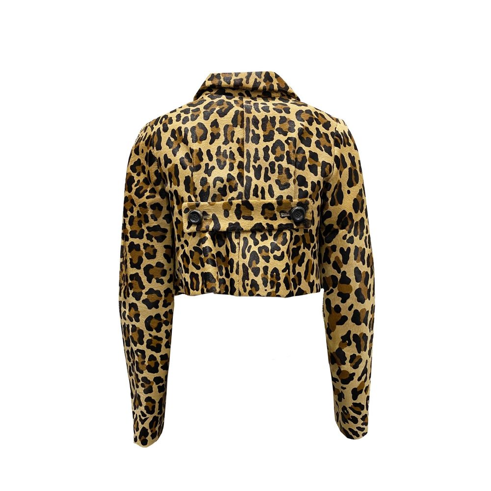Veste cuir leopard sans fermeture