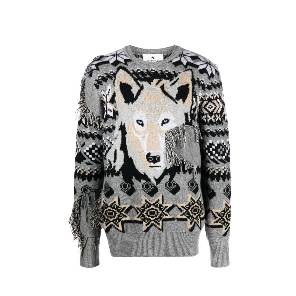 Pull 100% laine animal print noir