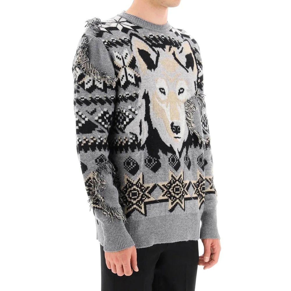 Pull 100% laine animal print noir
