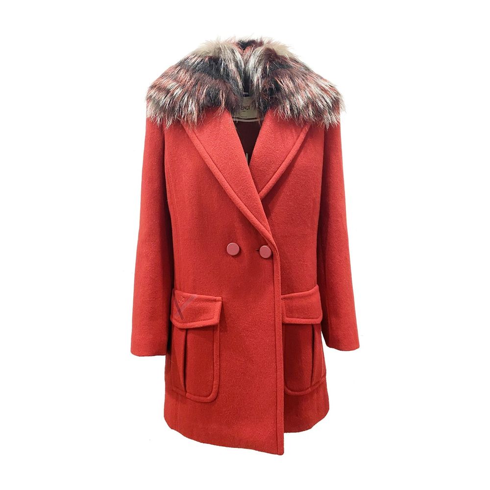Manteau fur collar 100% laine beige