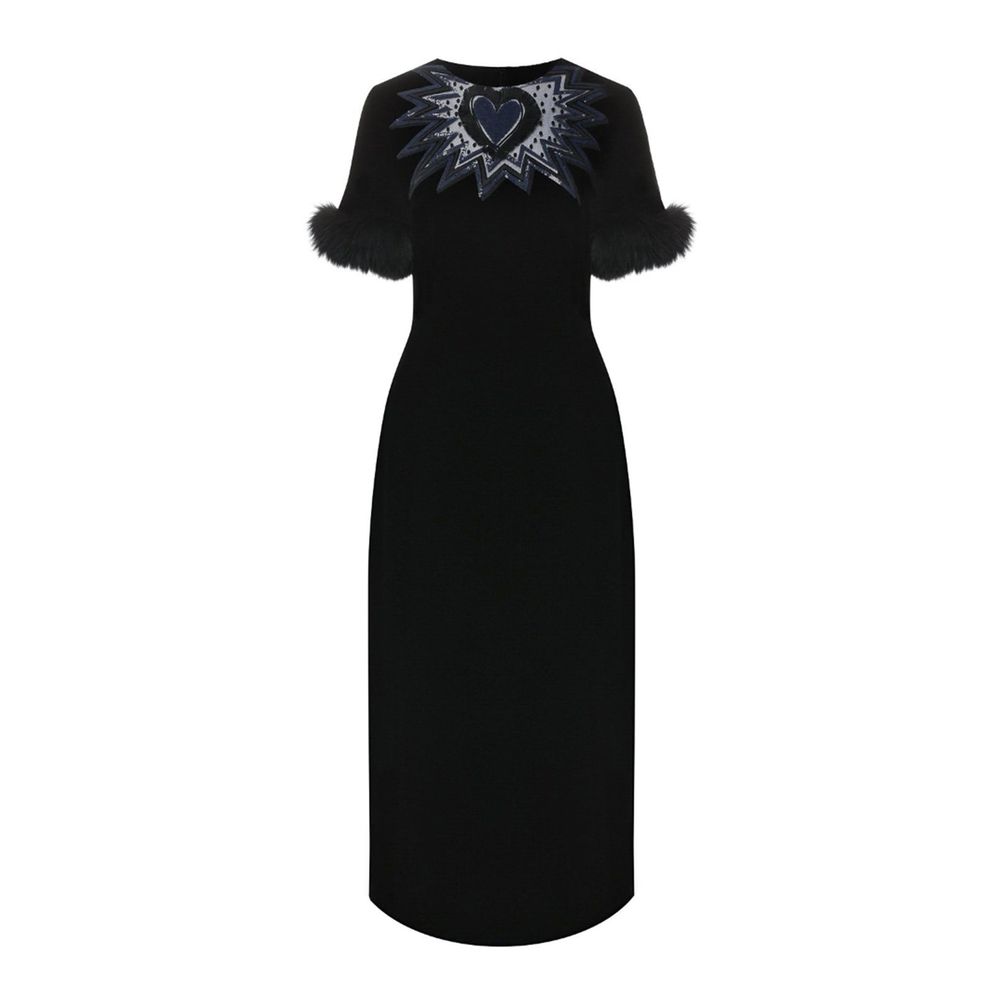 Robe midi Fur Trim noires