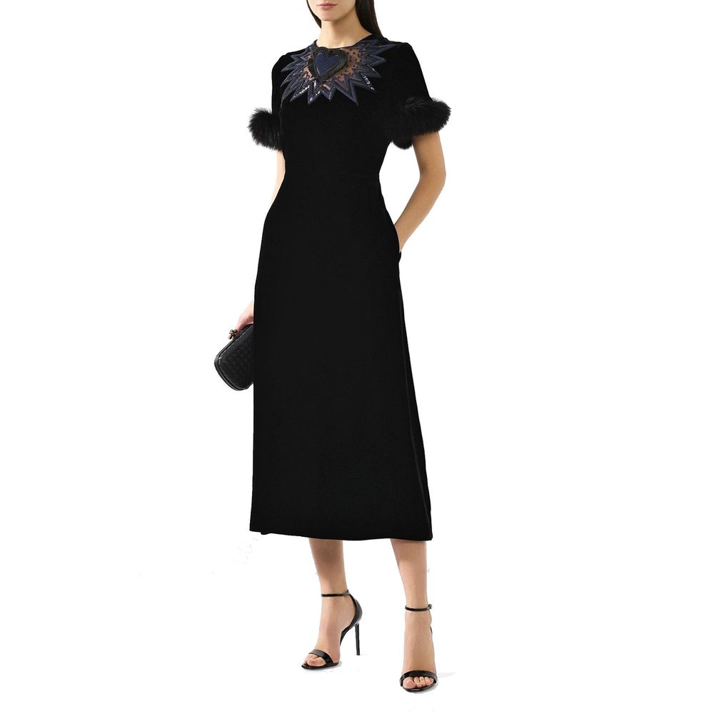 Robe midi Fur Trim noires