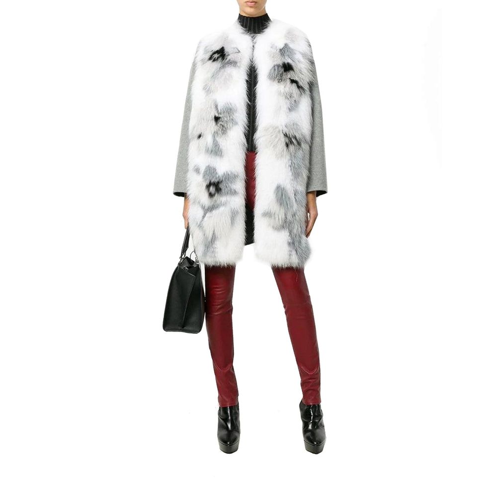 Manteau 100% cashmere avec fourrure beige