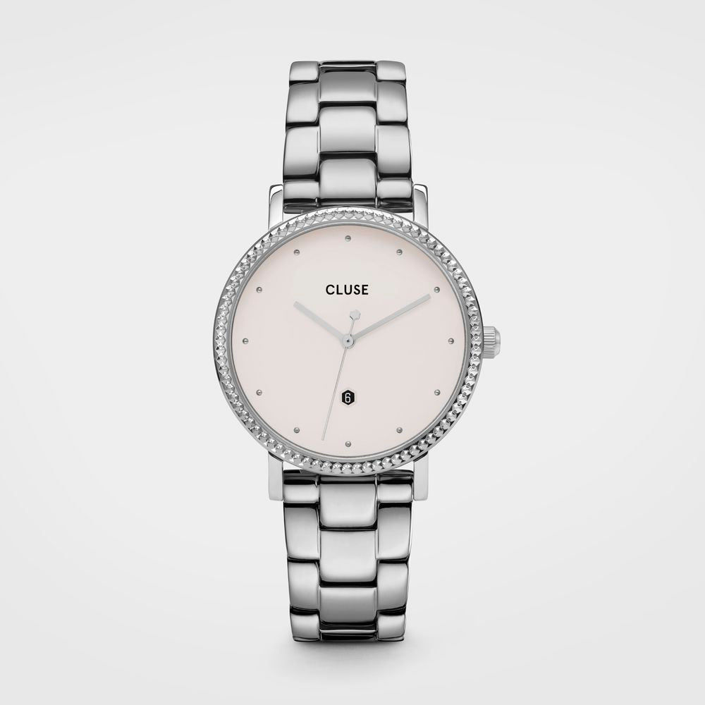 Montre silver stainless steel blanche