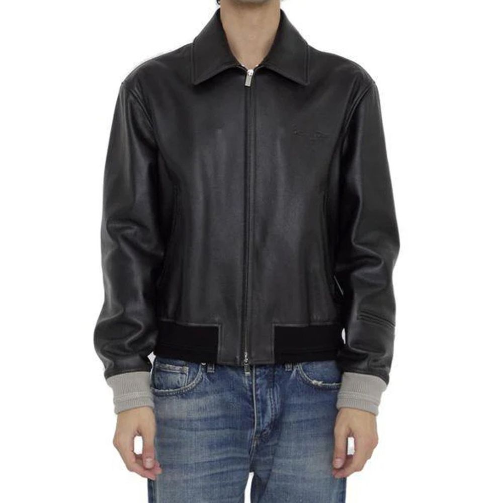 Veste en cuir Christian Couture noire