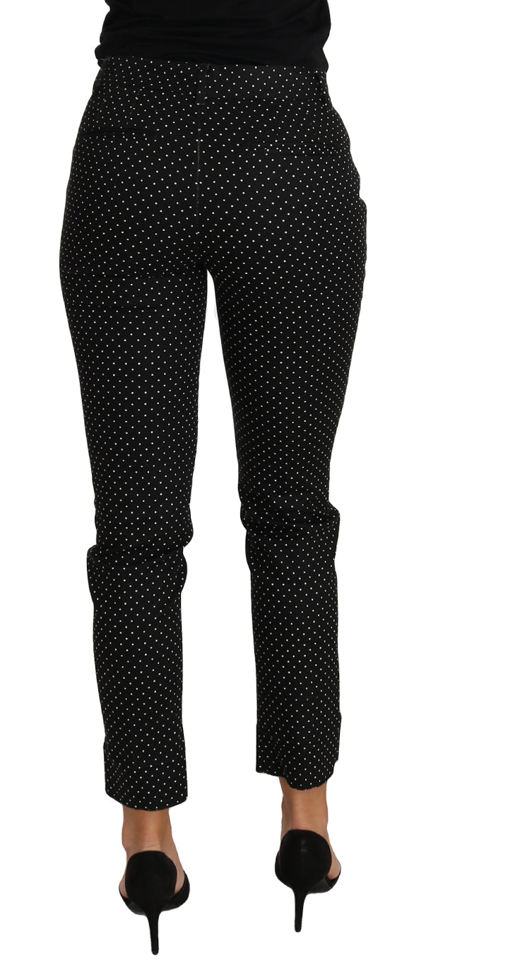 Pantalons Dolce & Gabbana cropped noirs à pois blancs