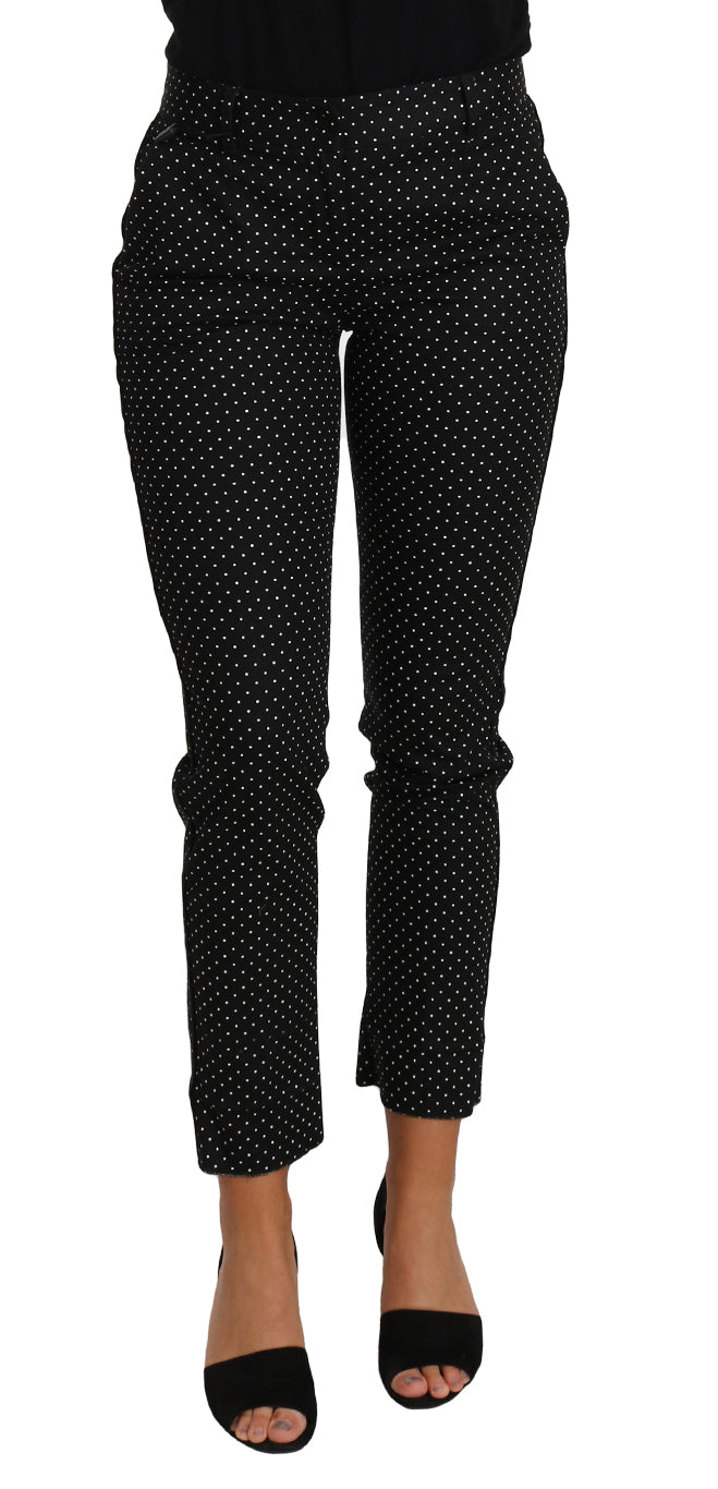 Pantalons Dolce & Gabbana cropped noirs à pois blancs