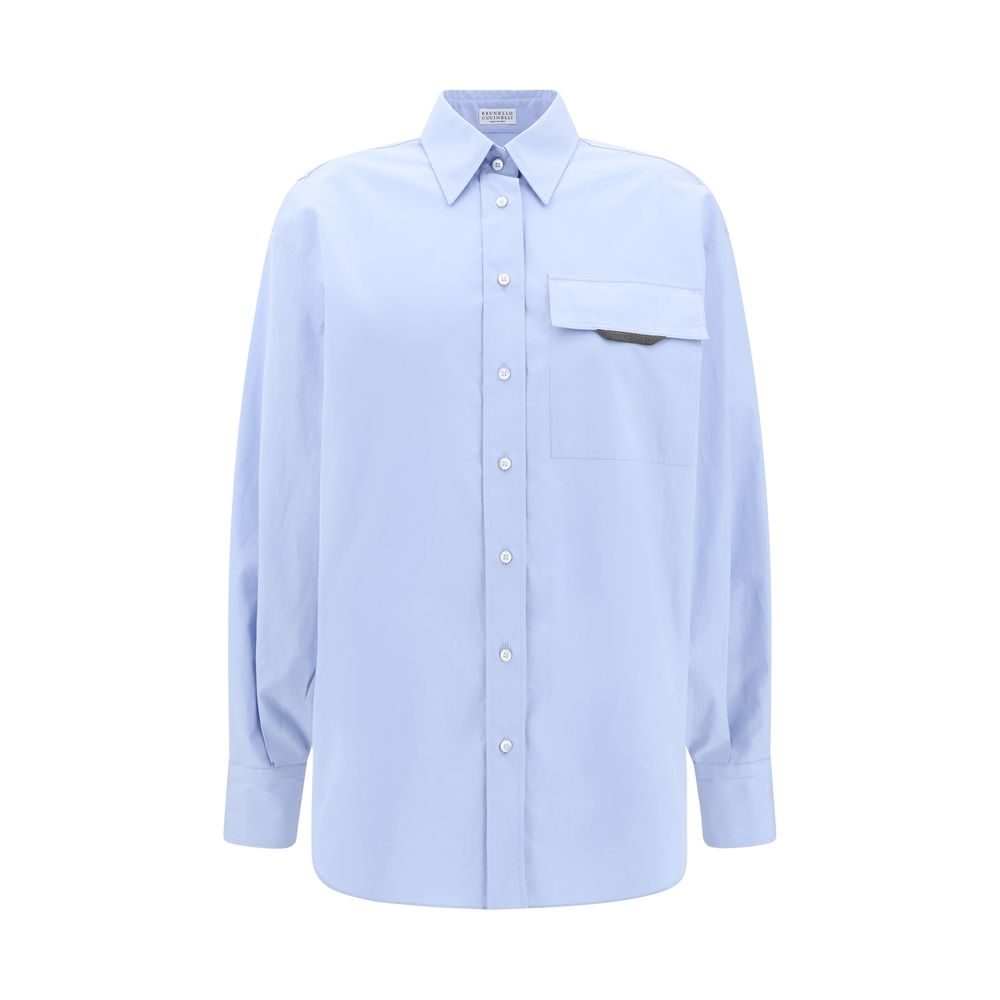 Chemise Brunello Cucinelli blanche avec bijoux