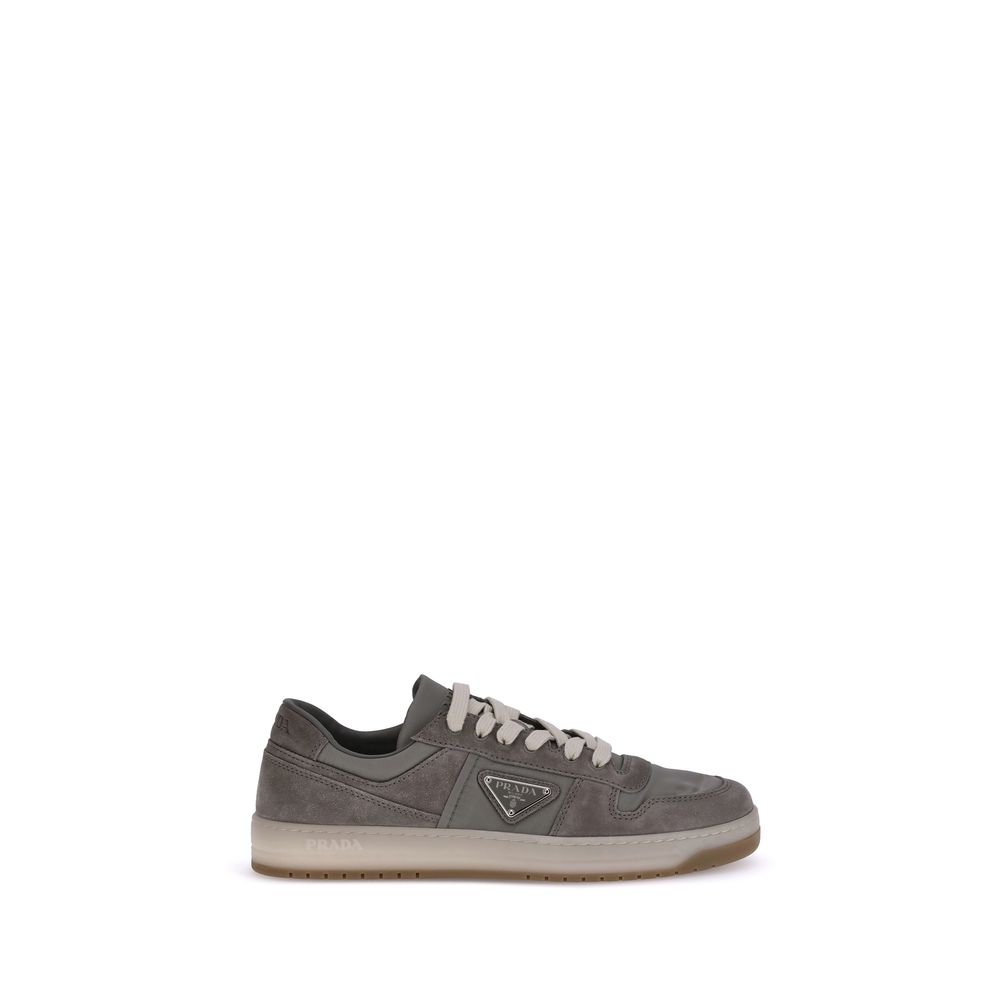Baskets Prada en cuir taupe
