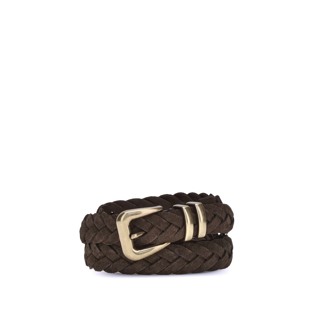 Ceinture Brunello Cucinelli tressée en cuir marron
