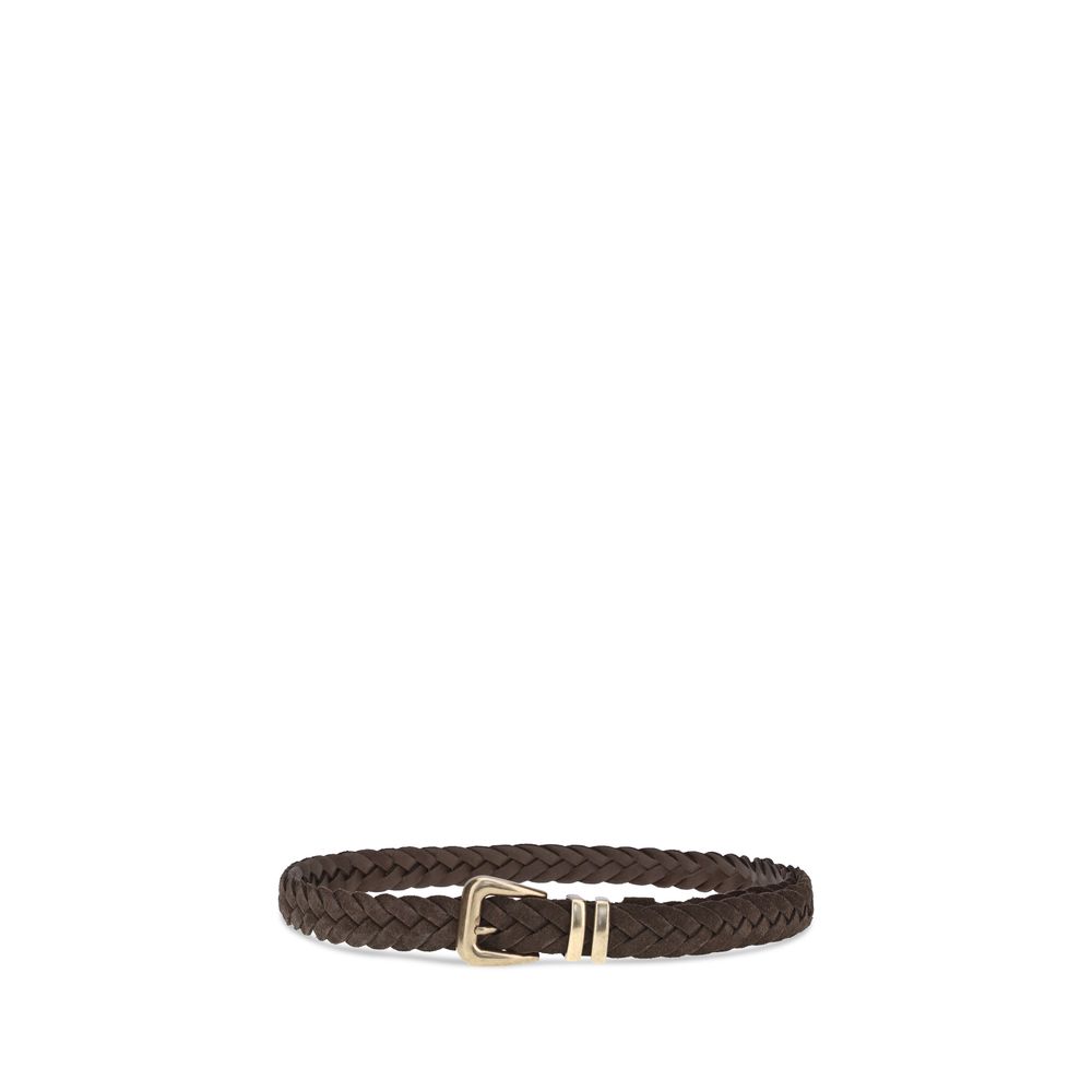 Ceinture Brunello Cucinelli tressée en cuir marron