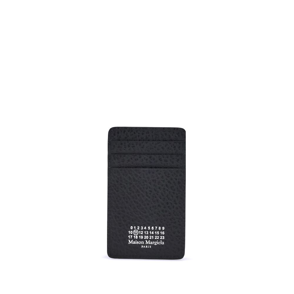 Porte-cartes Margiela vertical en cuir noir