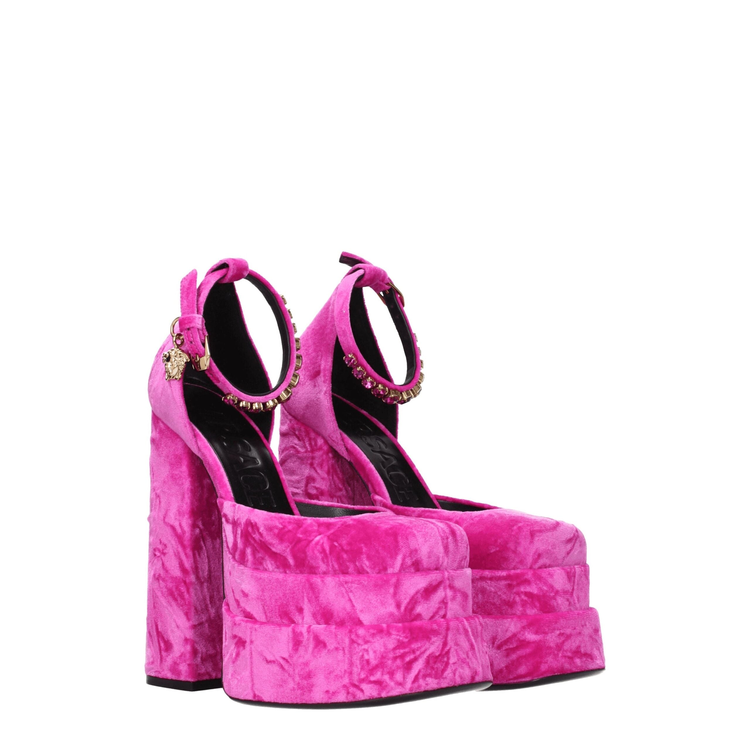 Sandales Versace avec strass fuchsia