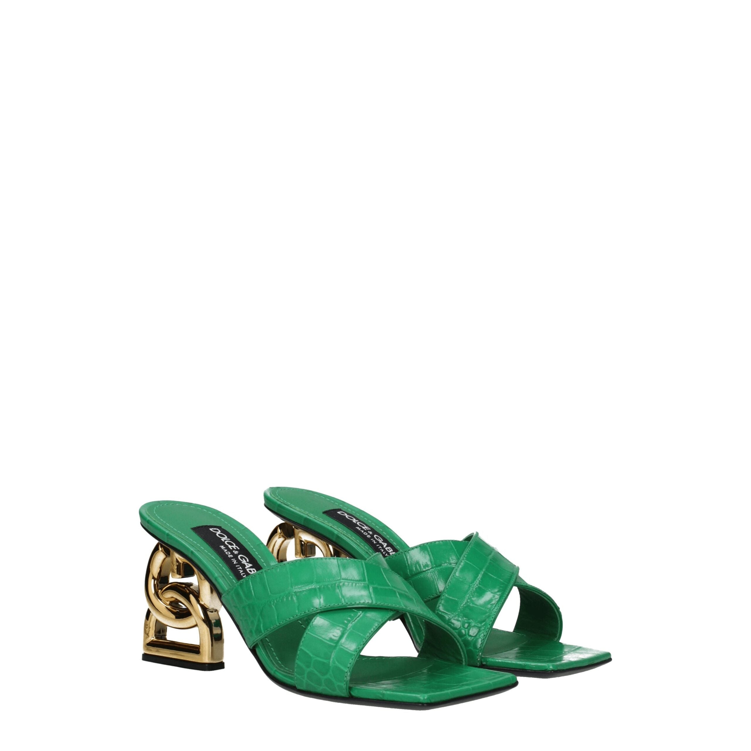 Sandales Dolce&Gabbana vertes crocodile