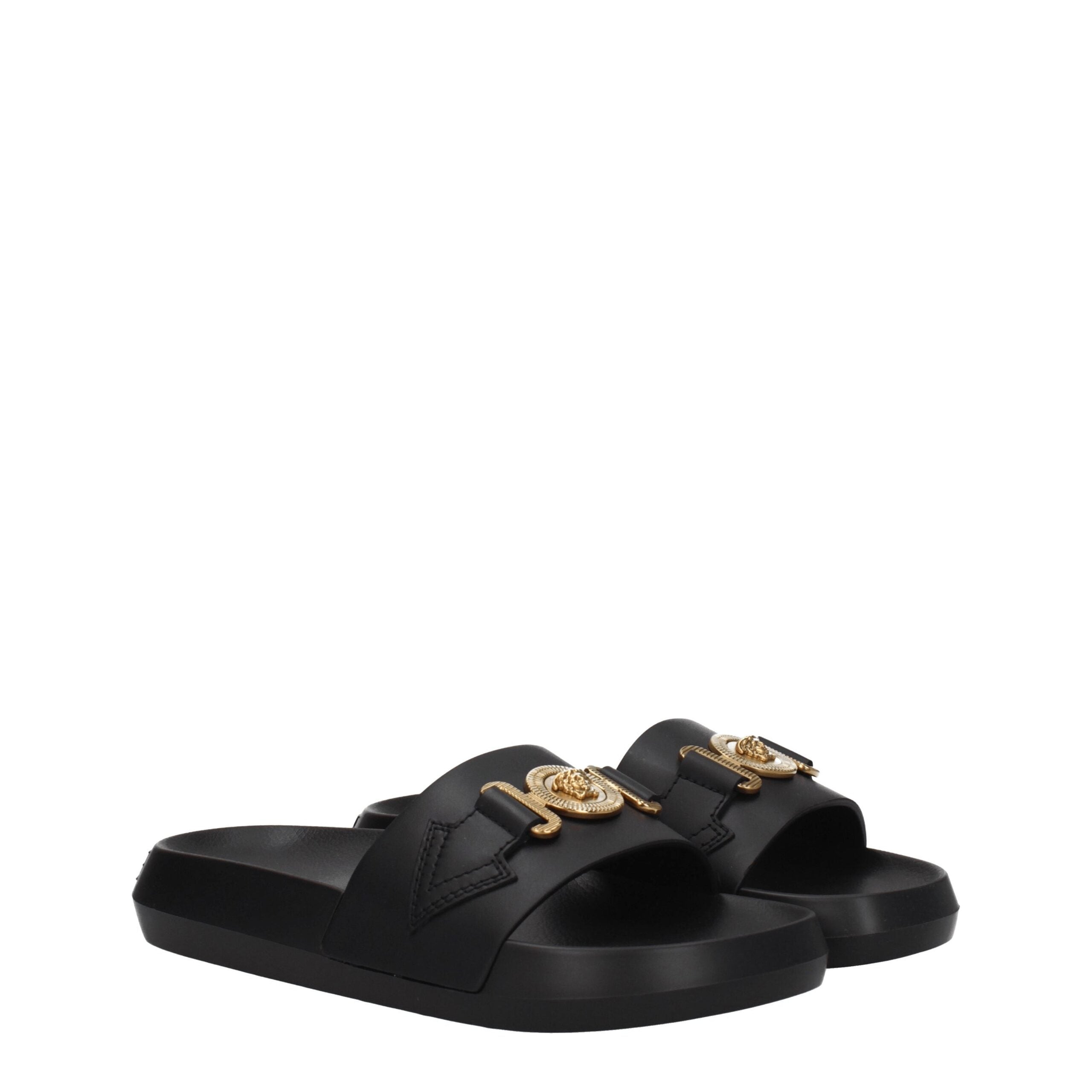 Sandales Versace à logo noires