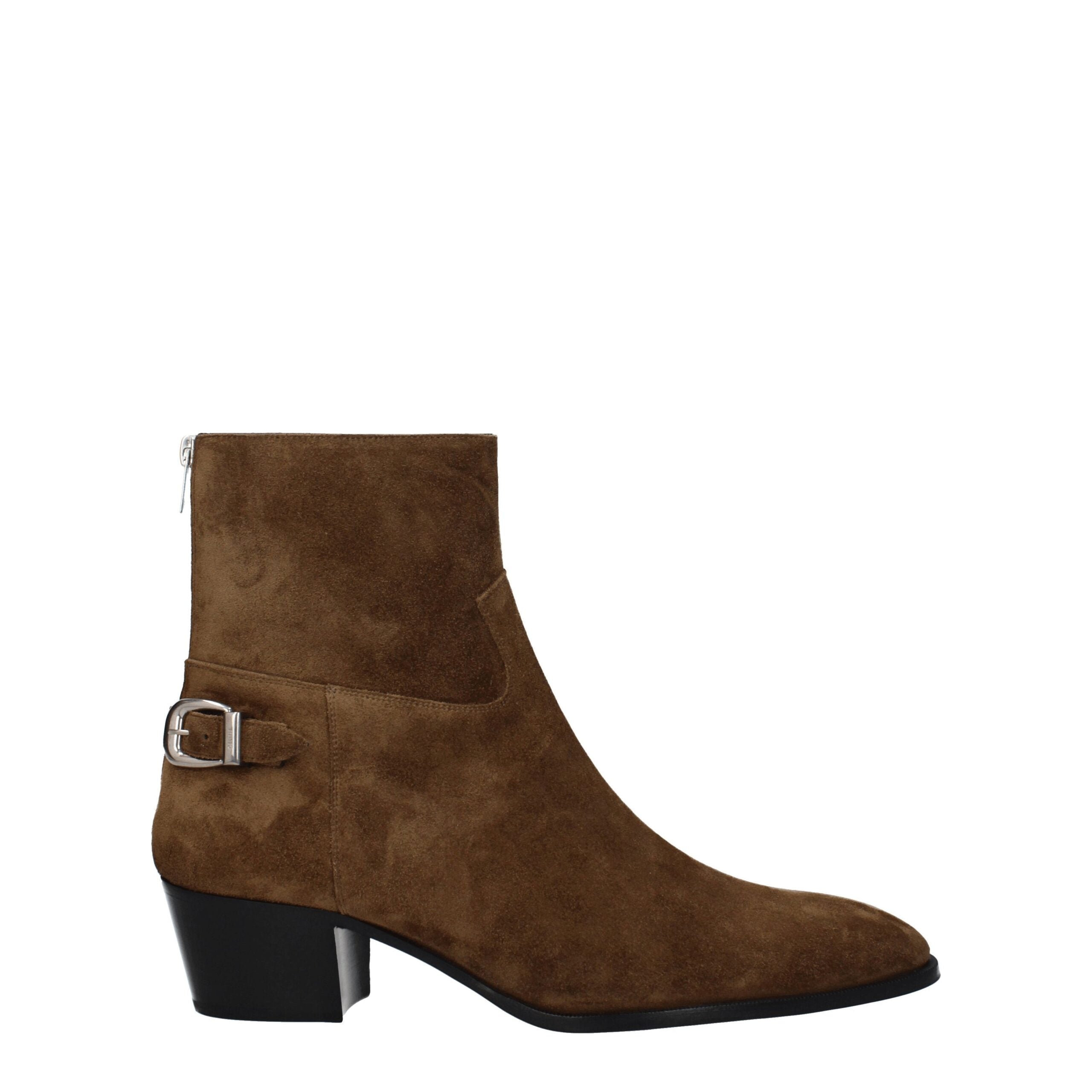 Bottines Celine en cuir marron