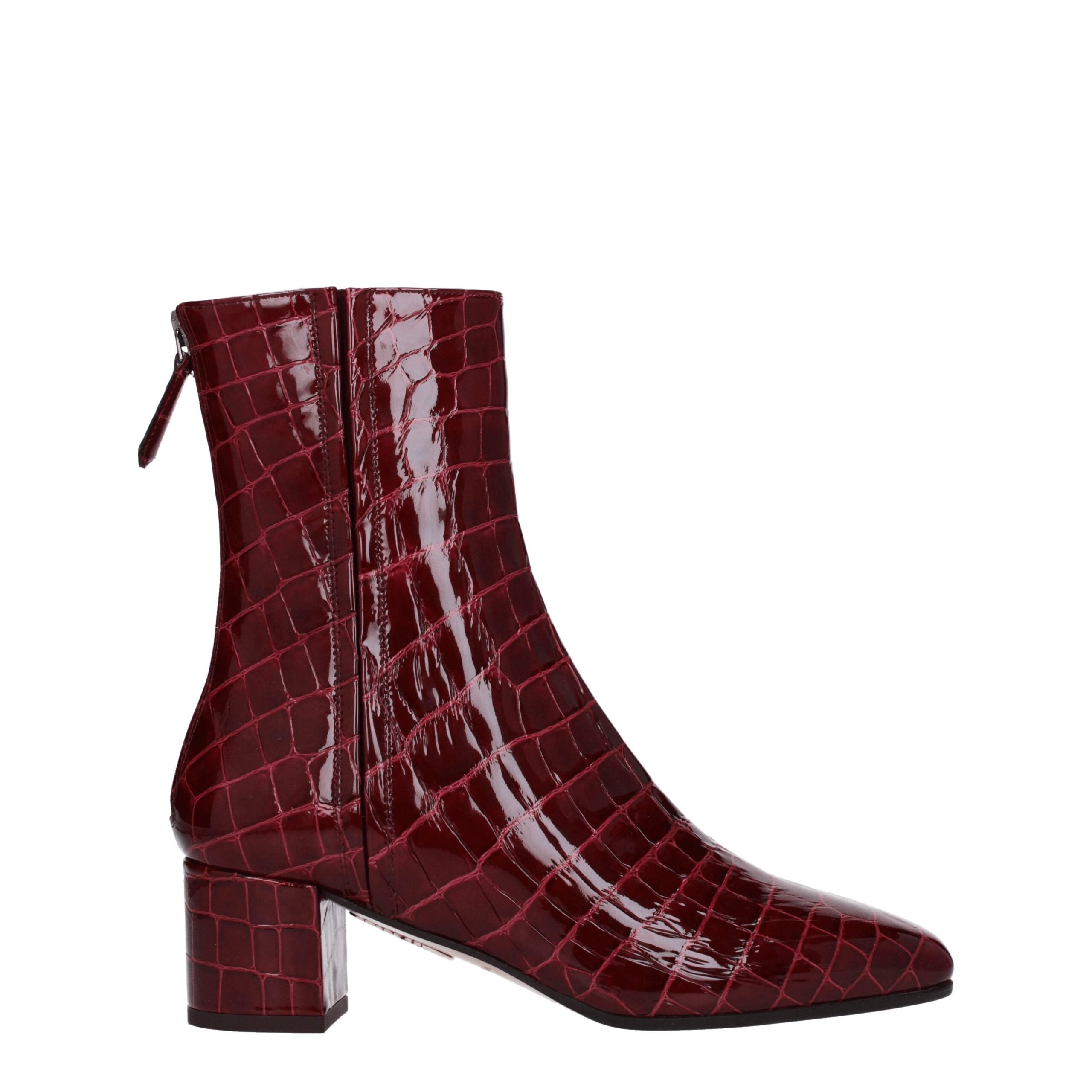 Bottines Aquazzura effet crocodile rouges