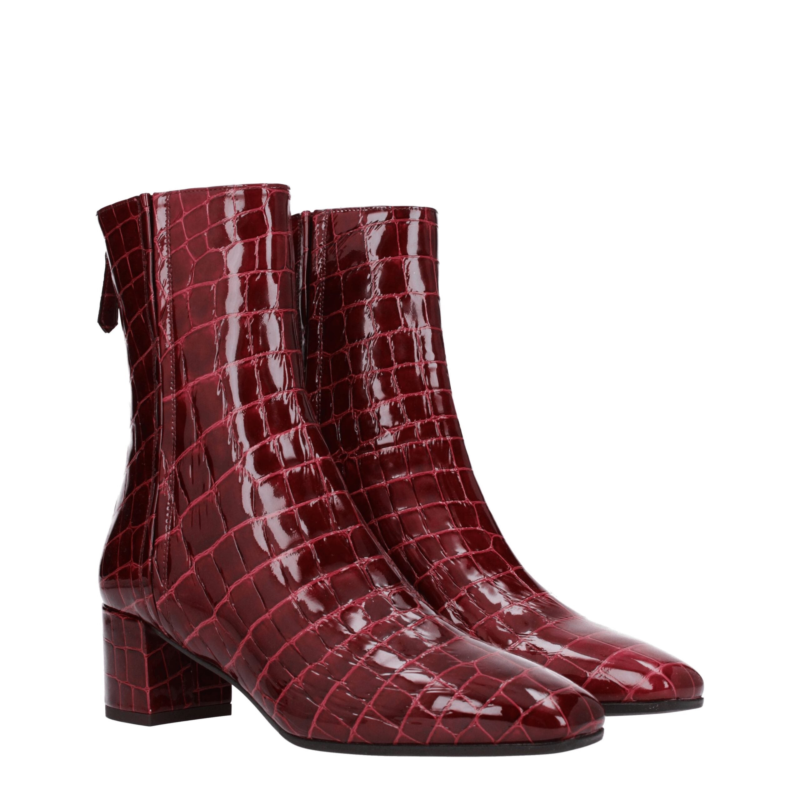 Bottines Aquazzura effet crocodile rouges