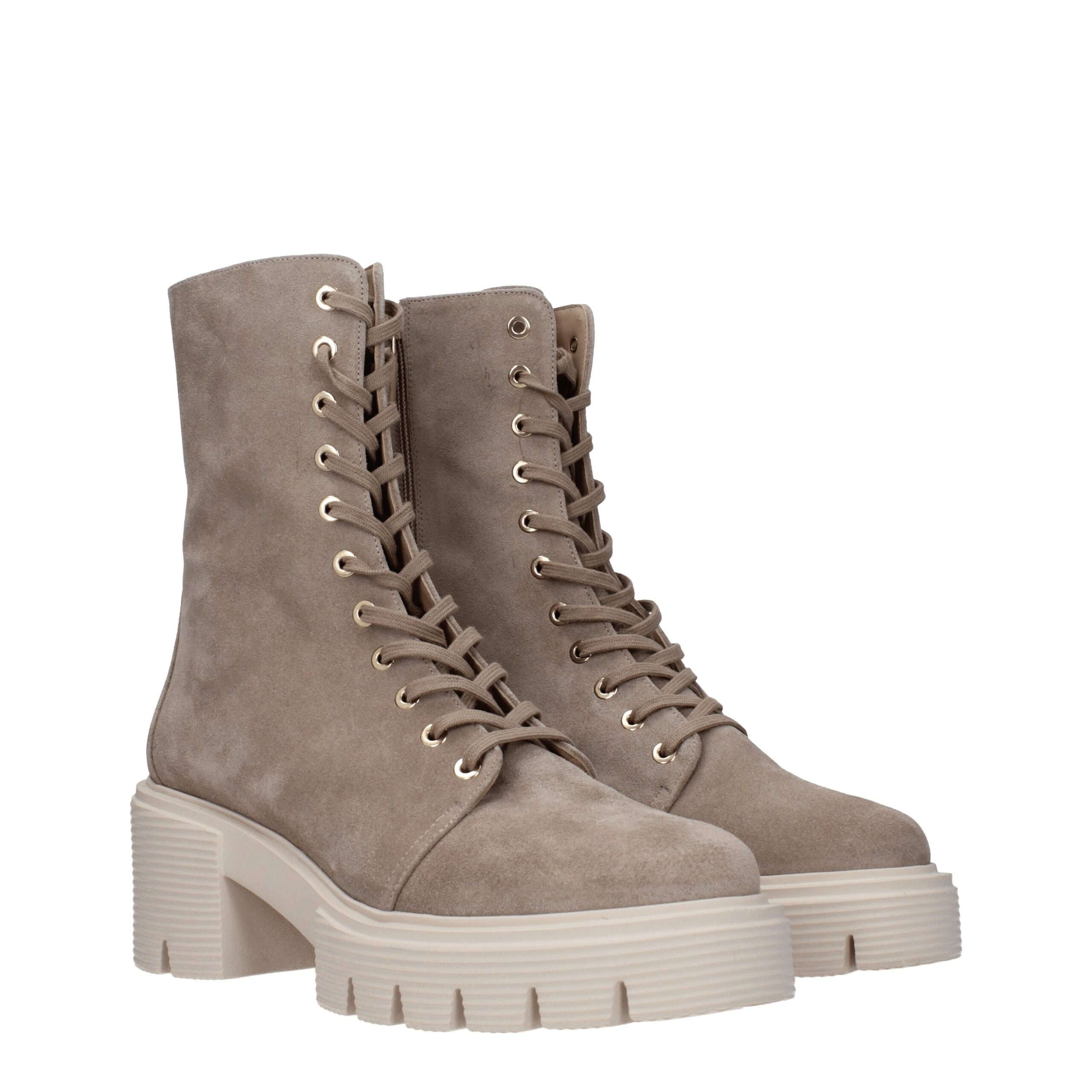 Bottines Stuart Weitzman en cuir beige