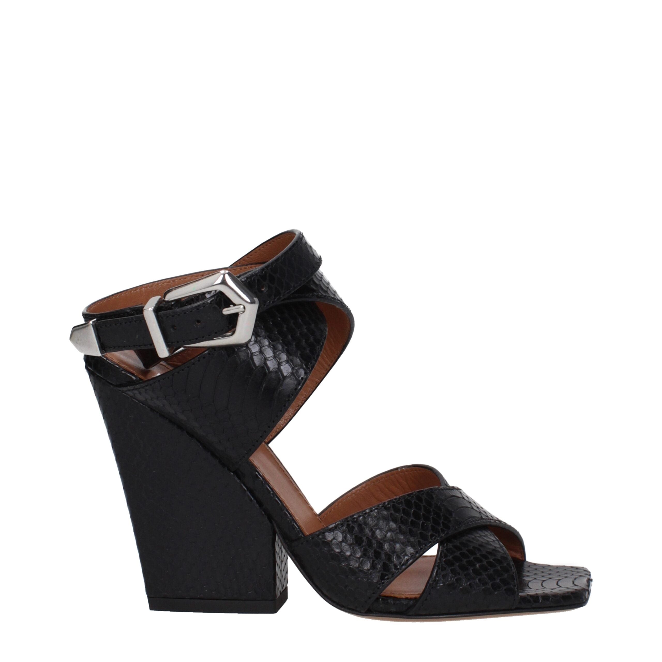 Sandales Paris Texas python noires