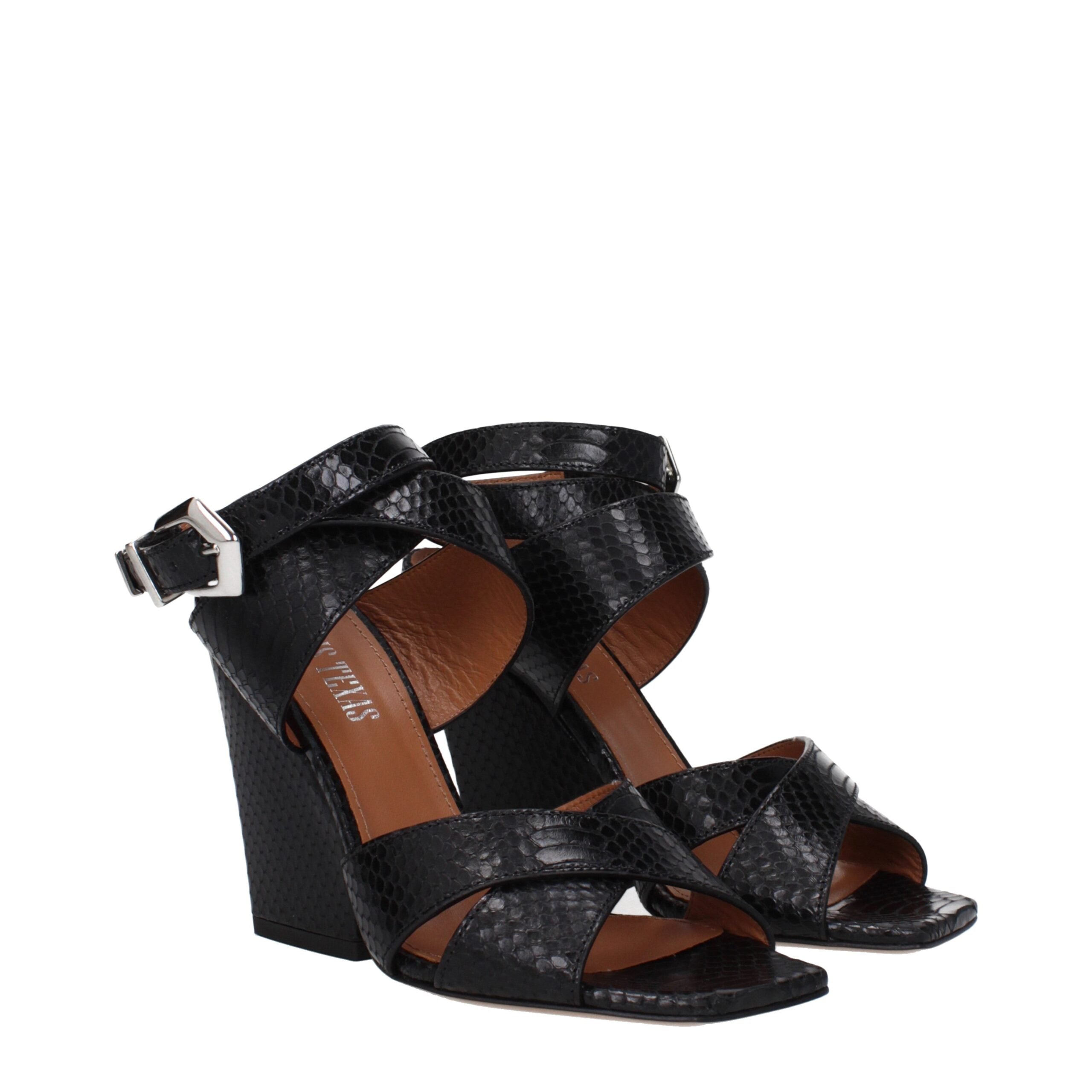 Sandales Paris Texas python noires