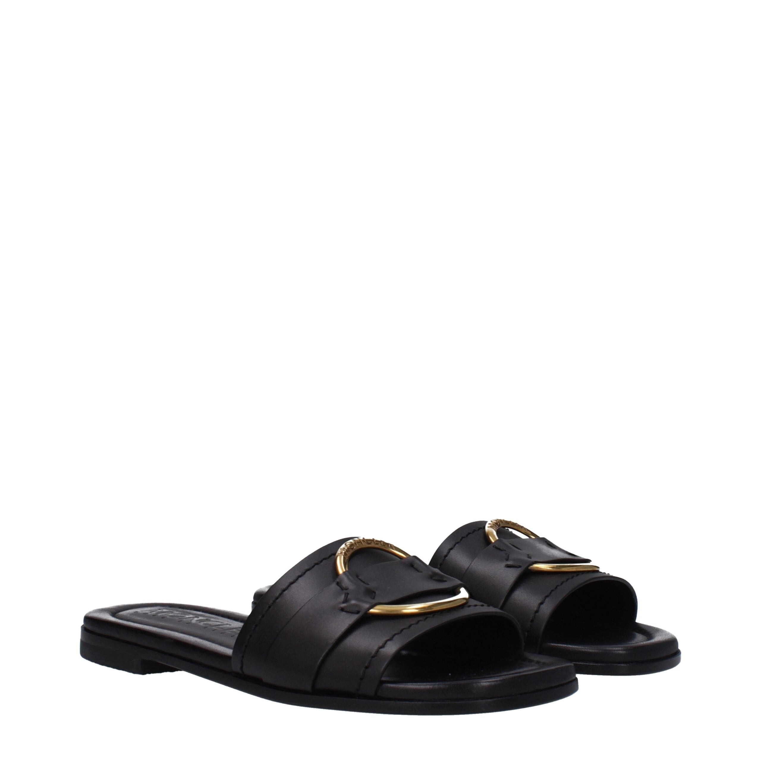 Sandales Moncler en cuir noires