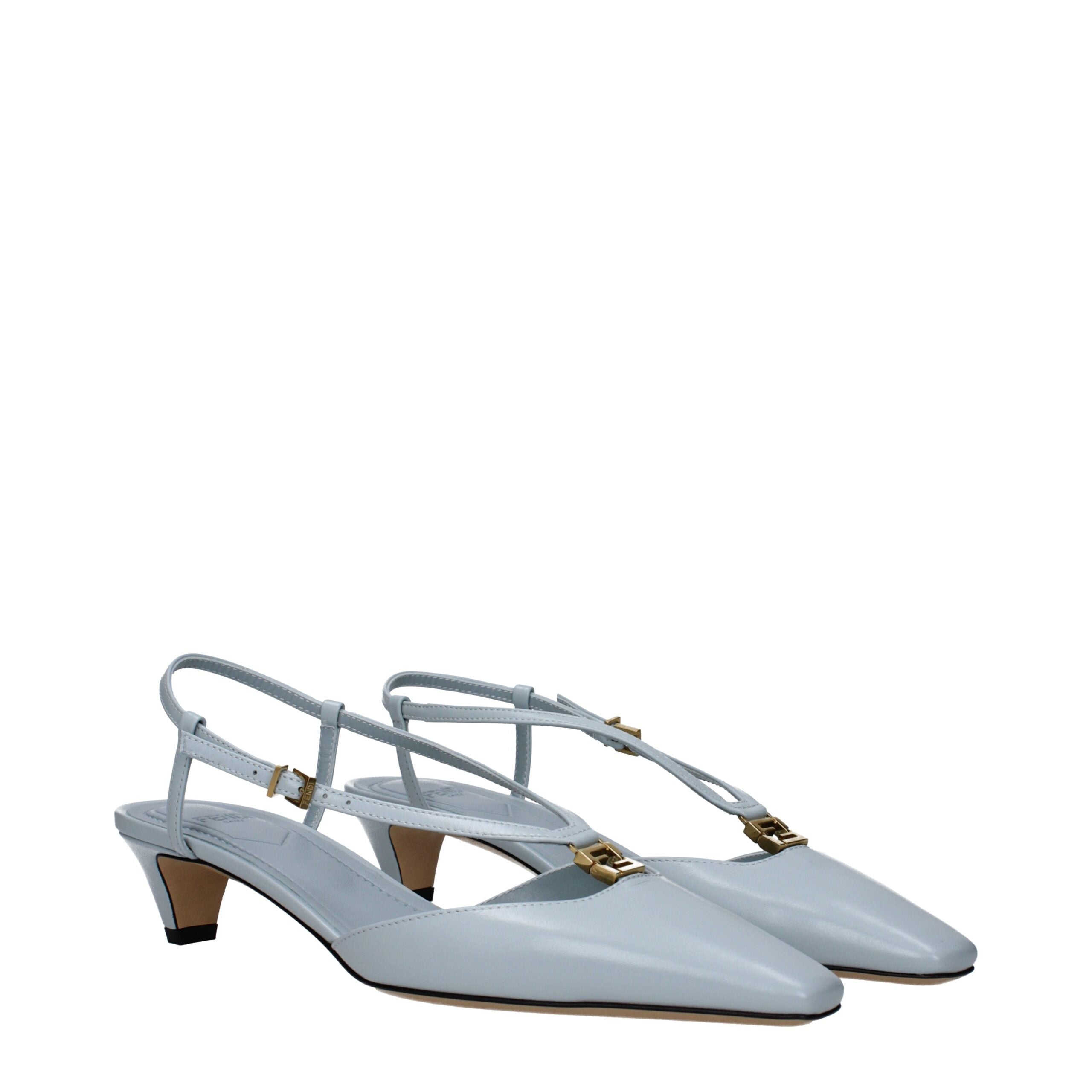 Sandales Fendi cuir bleu clair