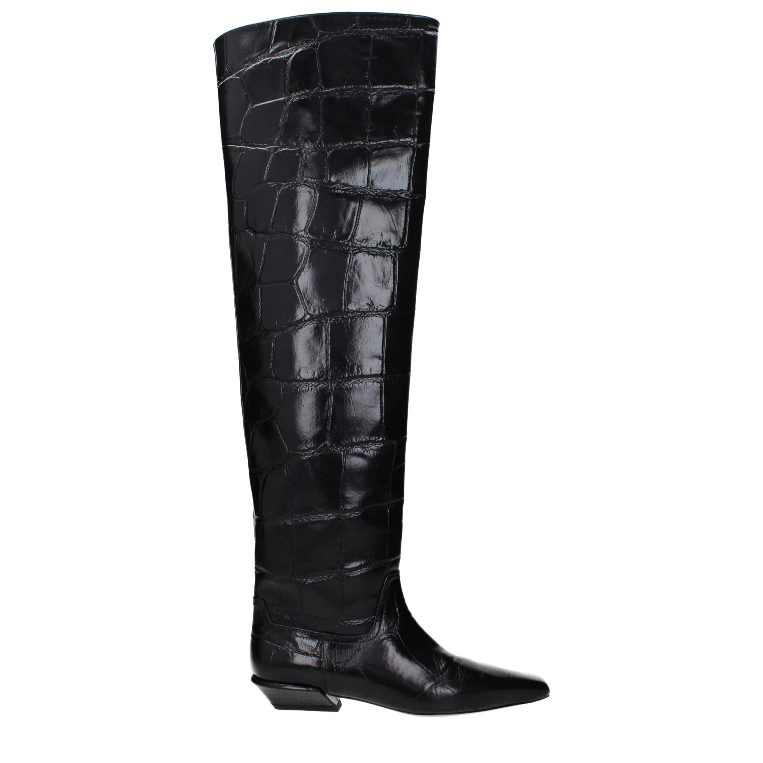 Bottines Paris Texas crocodile noires