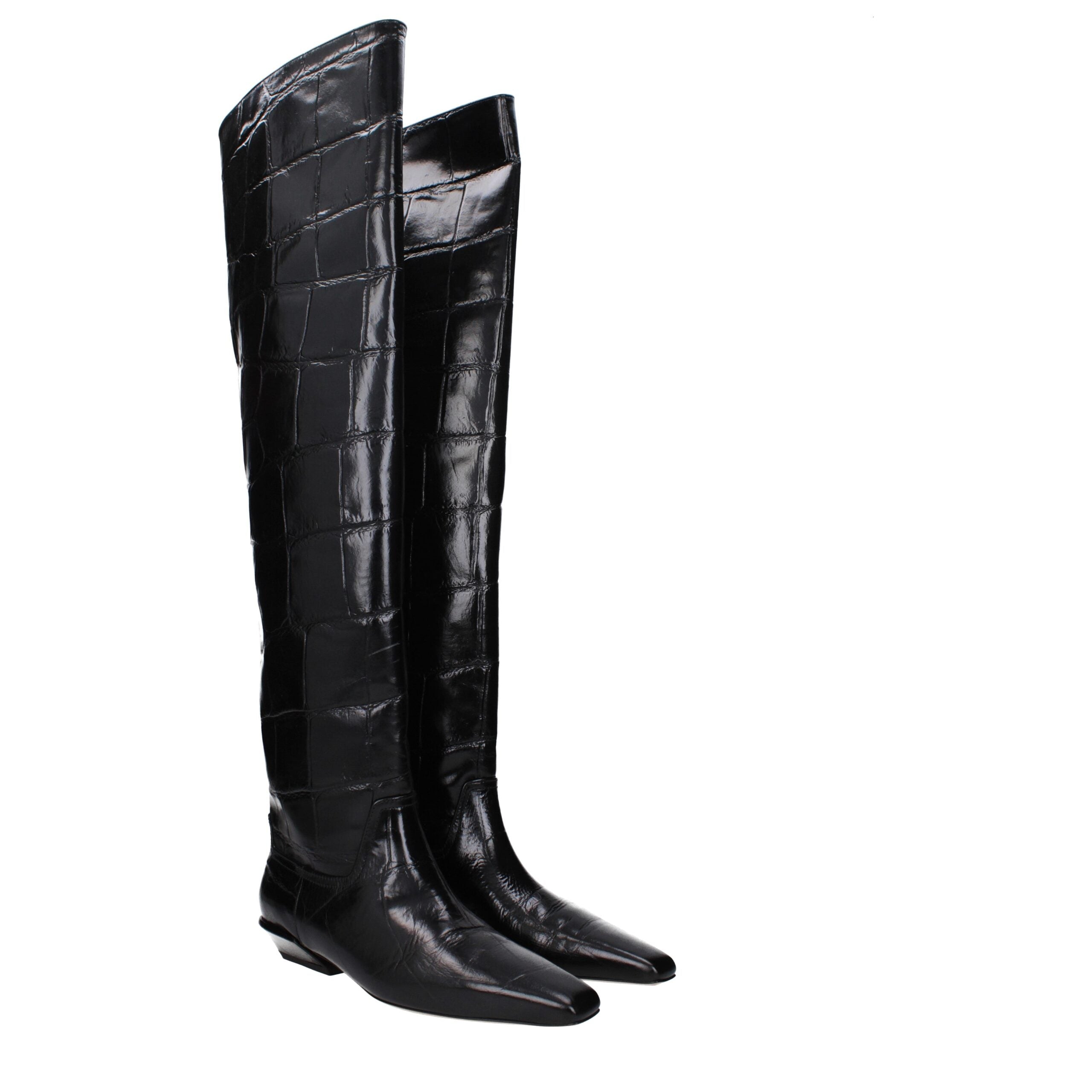 Bottines Paris Texas crocodile noires
