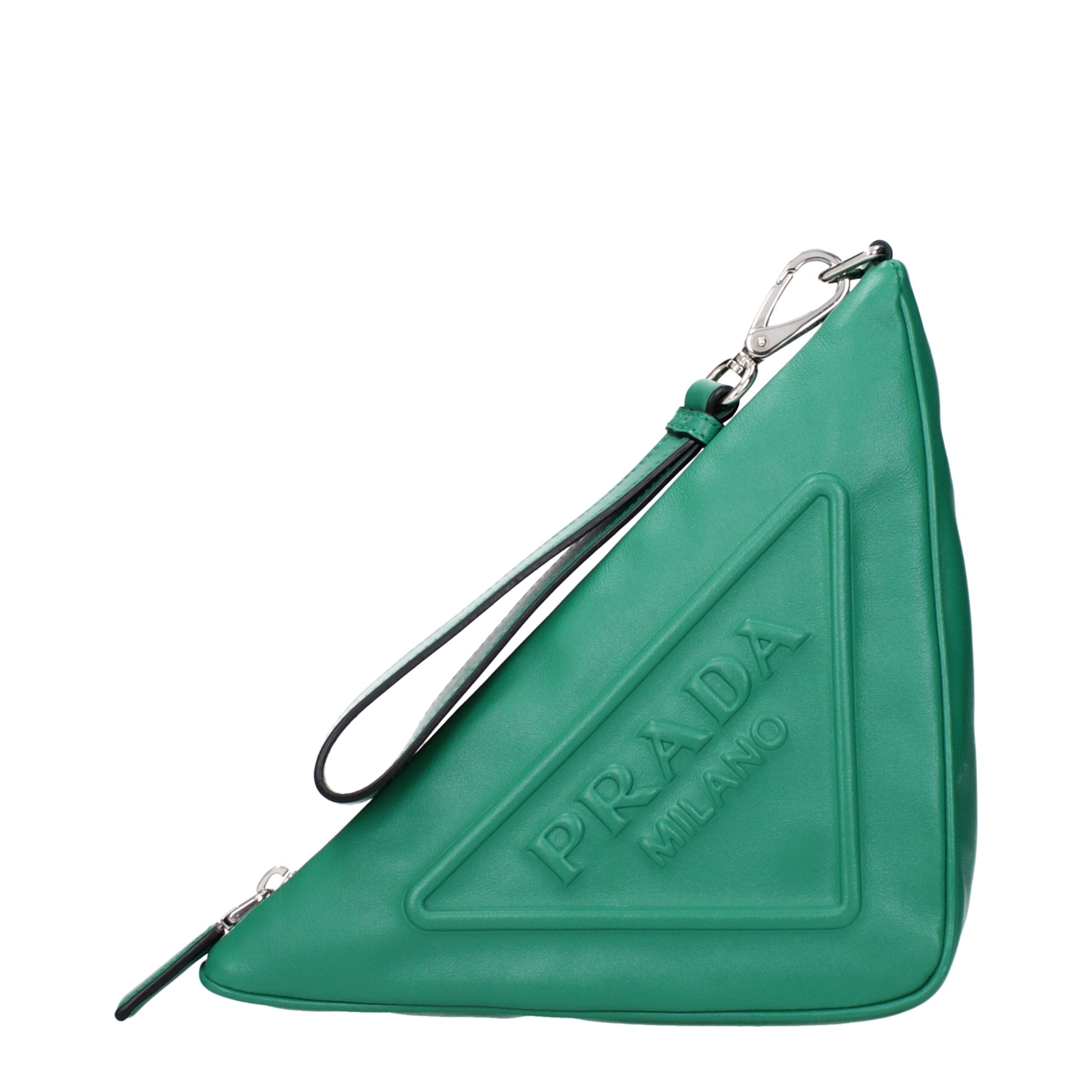 Clutch Prada en cuir verte