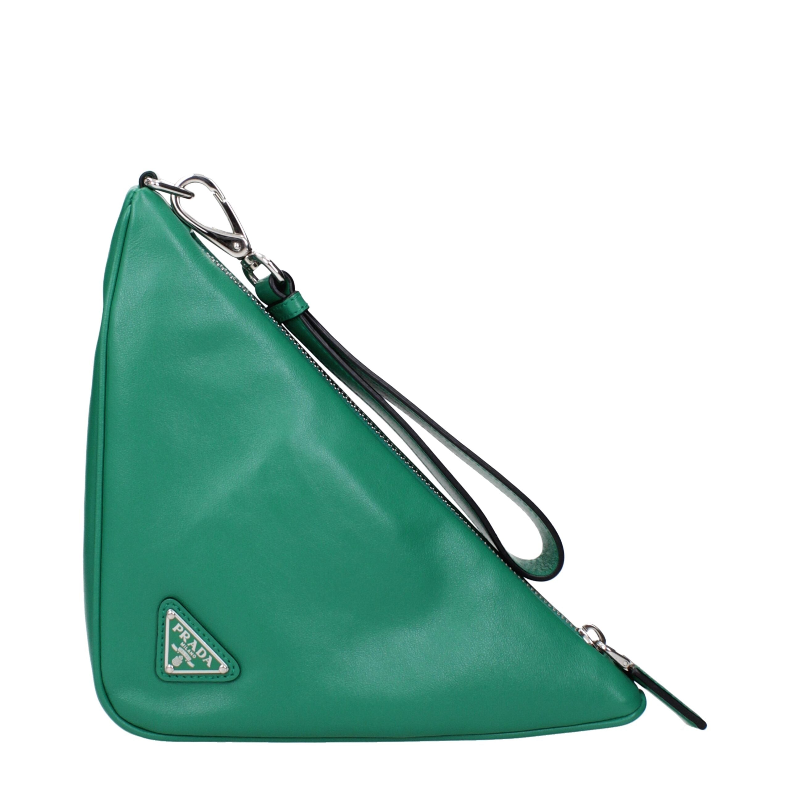 Clutch Prada en cuir verte