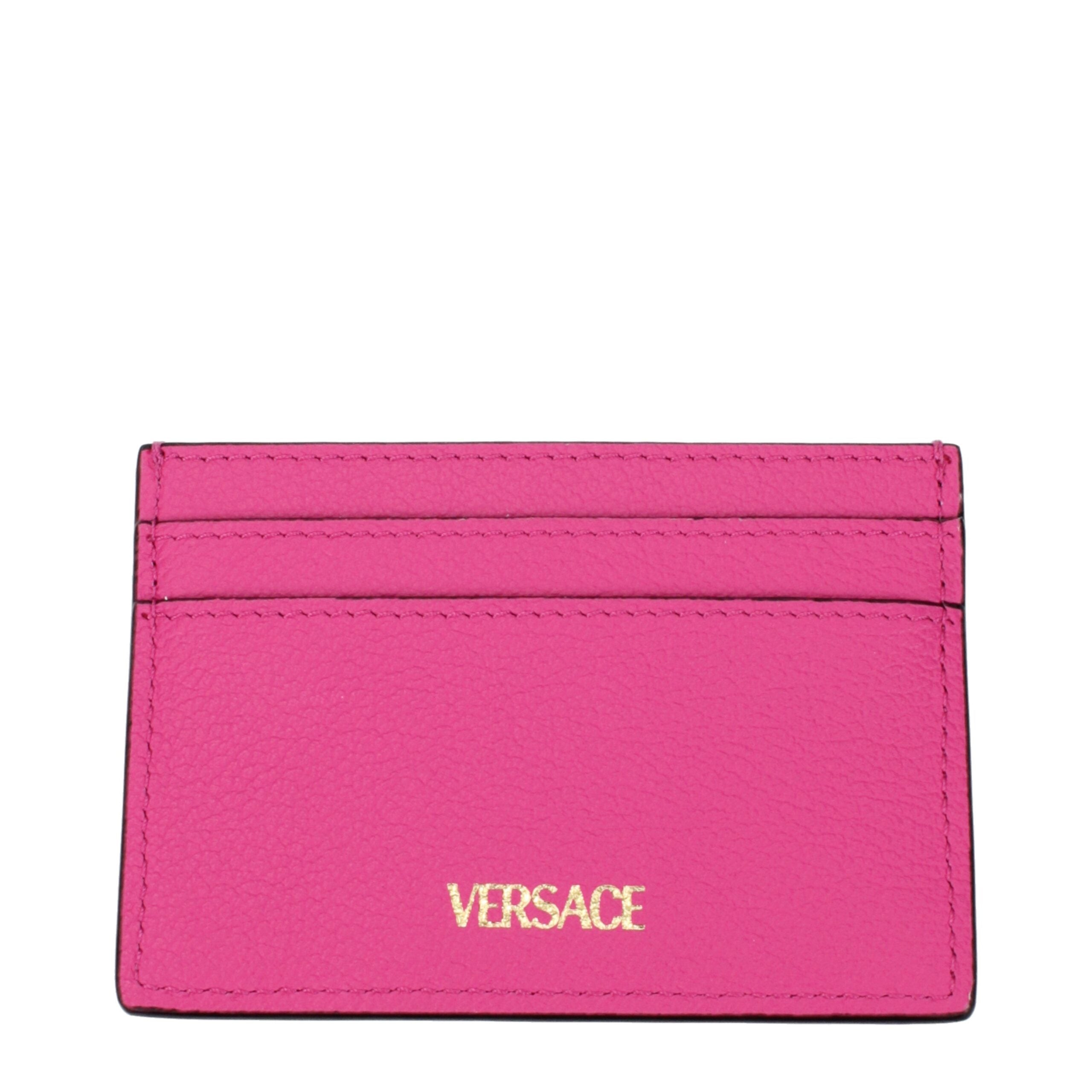 Porte-cartes Versace en cuir fuchsia