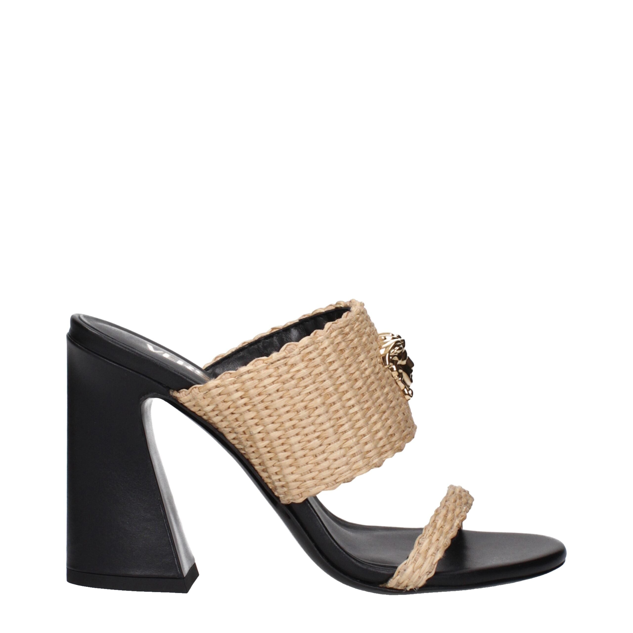 Sandales Versace en raffia beiges