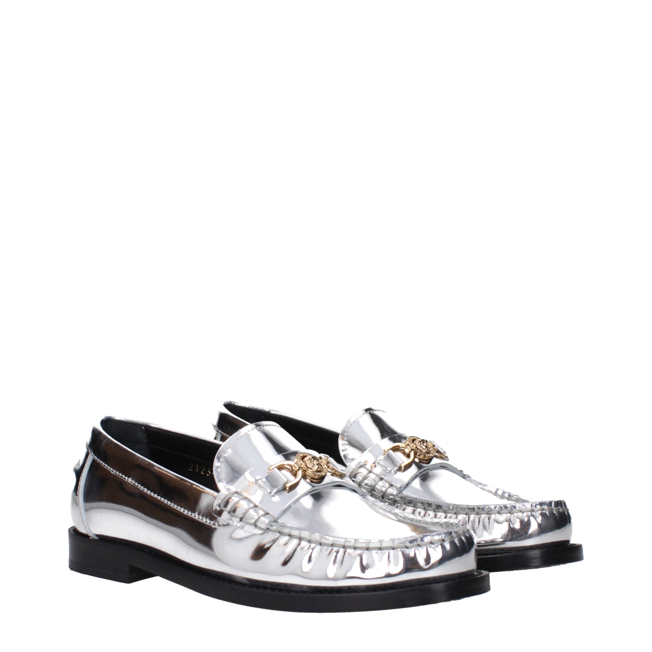 Mocassins Versace en cuir gris