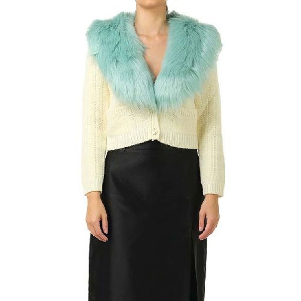 Cardigan Gucci avec col en fausse fourrure gris