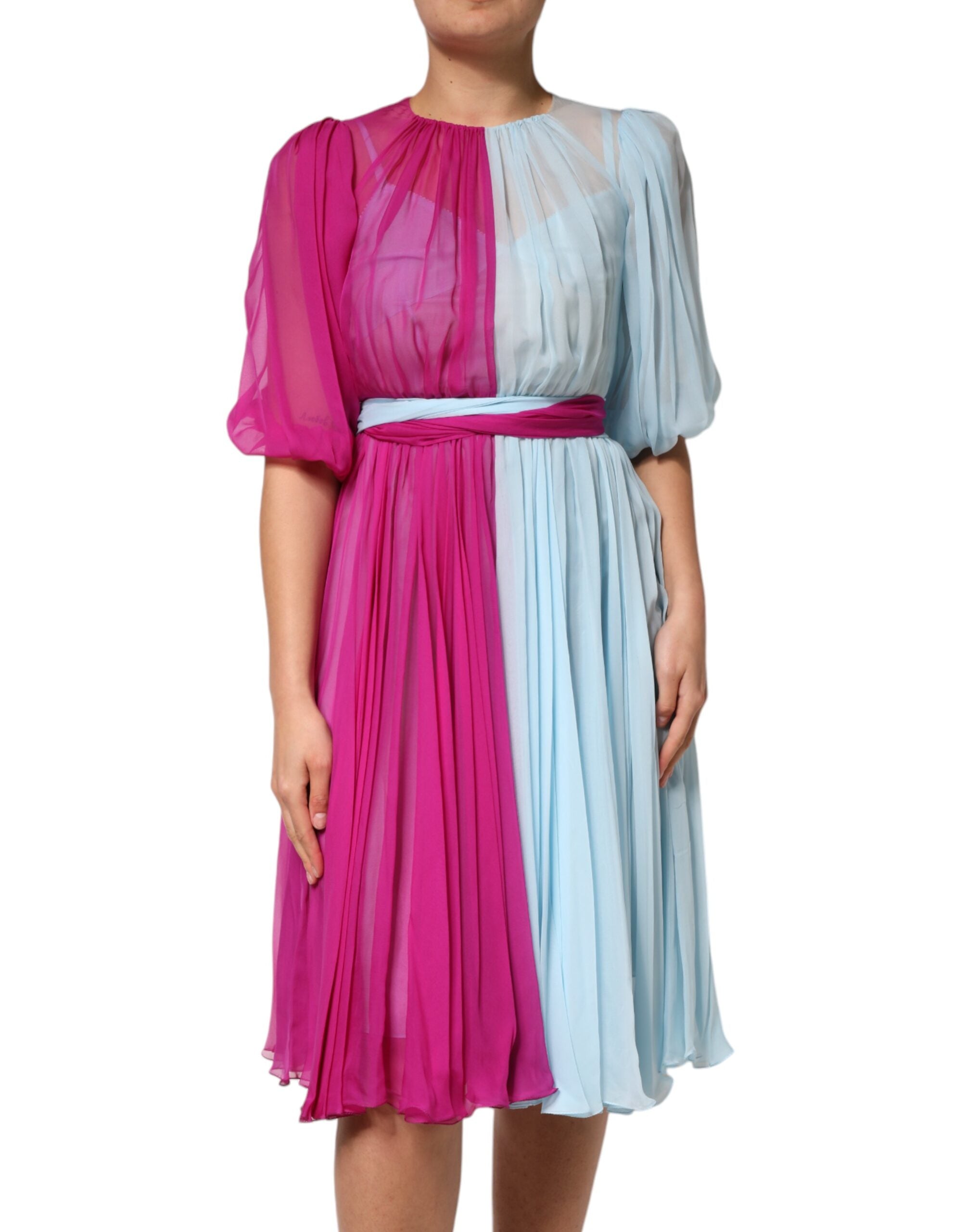 Robe midi Dolce & Gabbana fuchsia et bleu clair
