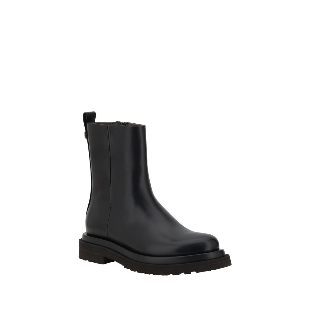 Bottines Brunello Cucinelli en cuir noires
