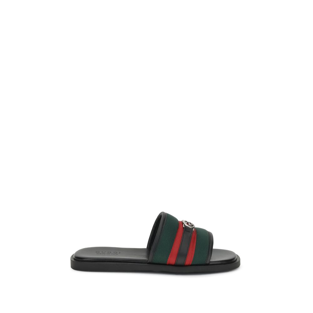 Sandales Gucci GG vert et rouge