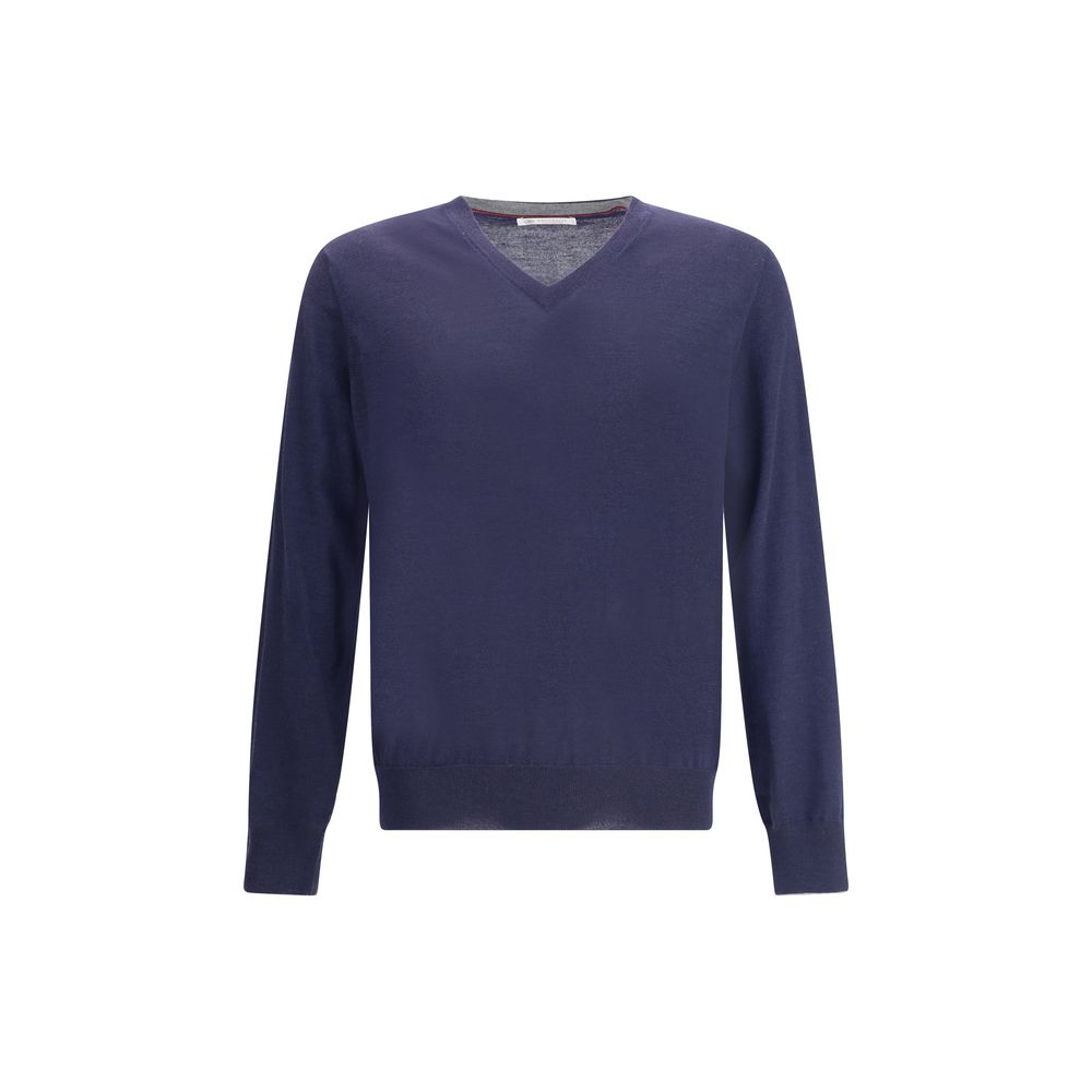 Pull Brunello Cucinelli V-nec gris