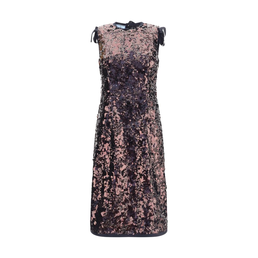 Robe midi Prada à sequins argentée
