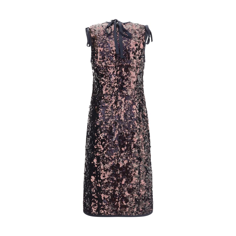 Robe midi Prada à sequins argentée