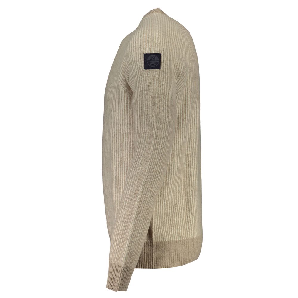 Pull beige en laine avec logo beige