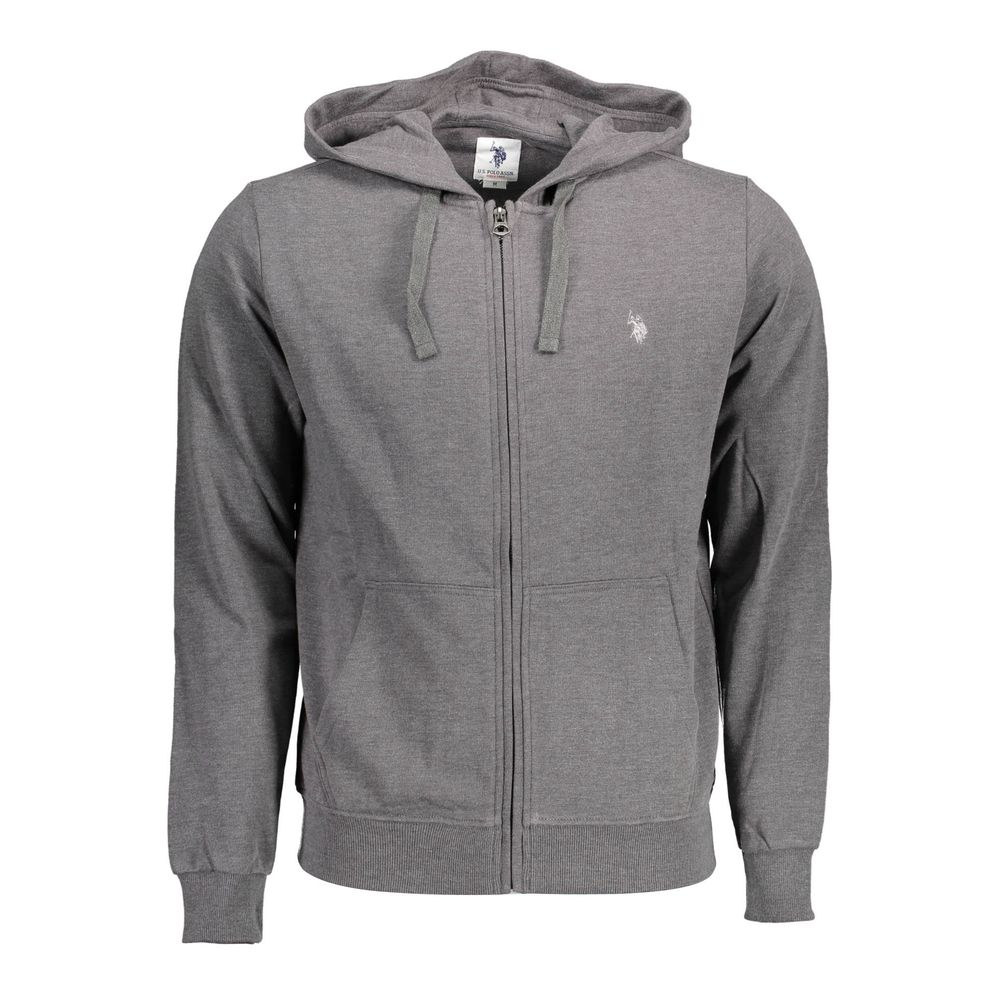 Sweat à capuche brodé gris