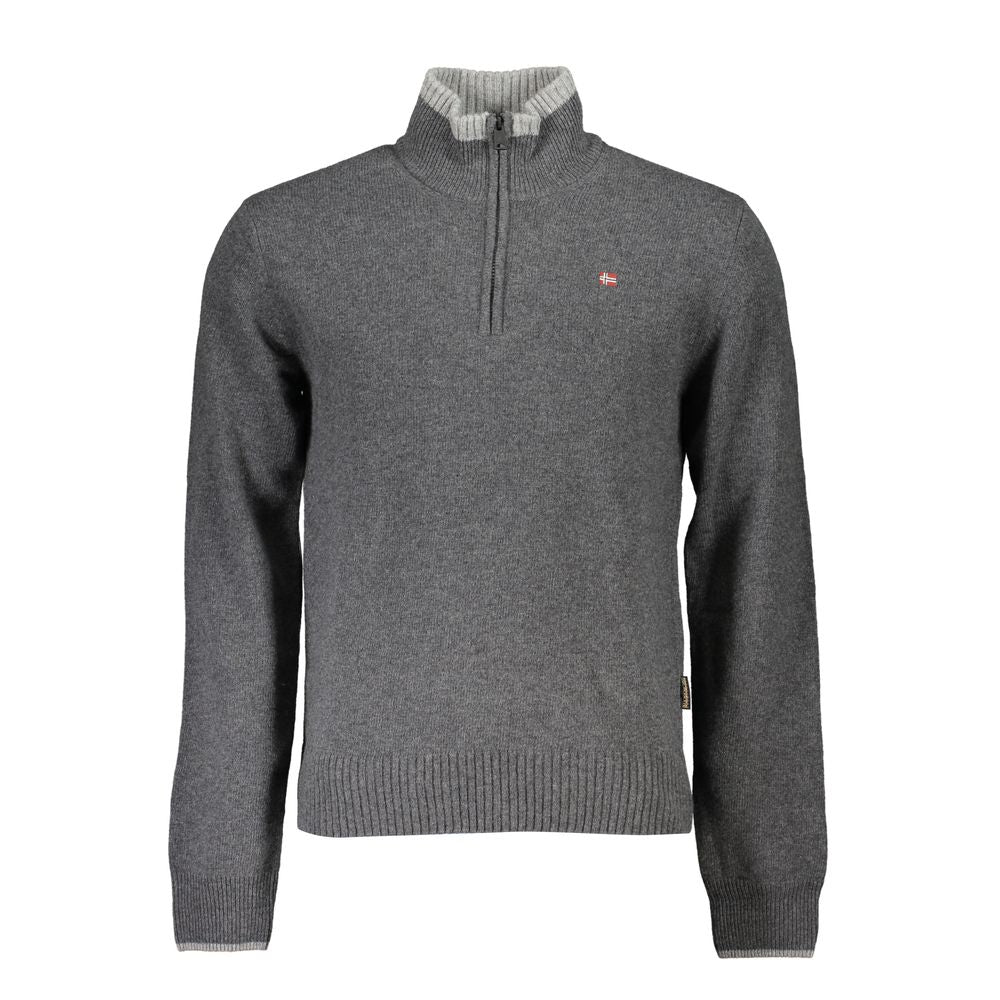 Pull grise à demi-zip avec logo