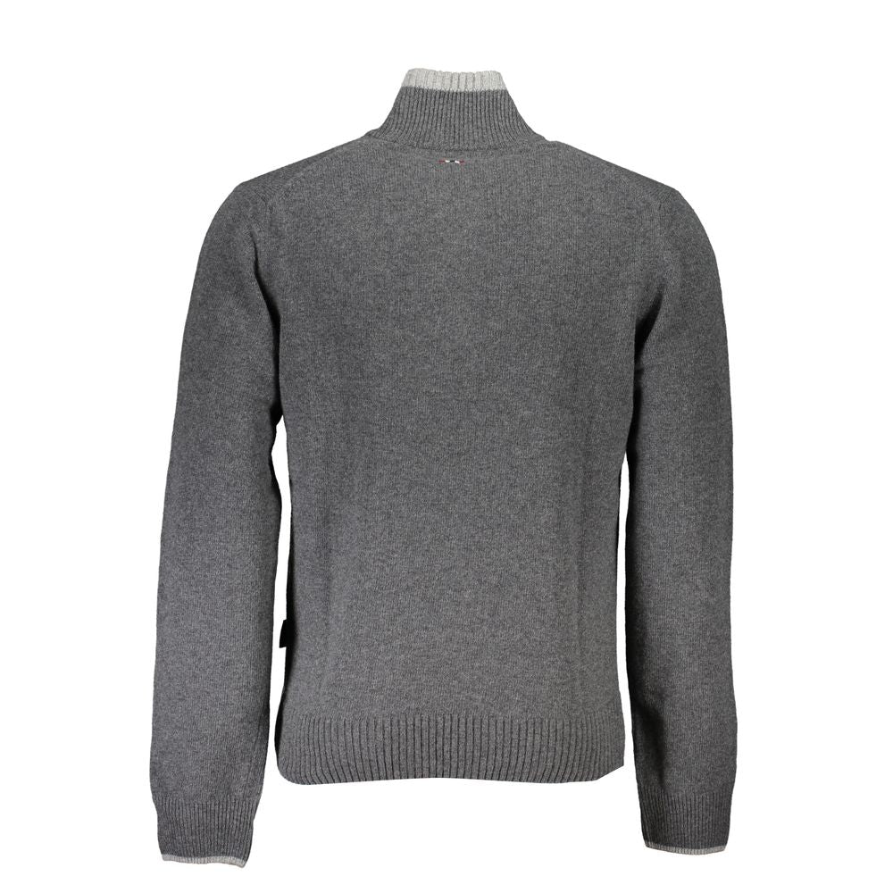Pull grise à demi-zip avec logo
