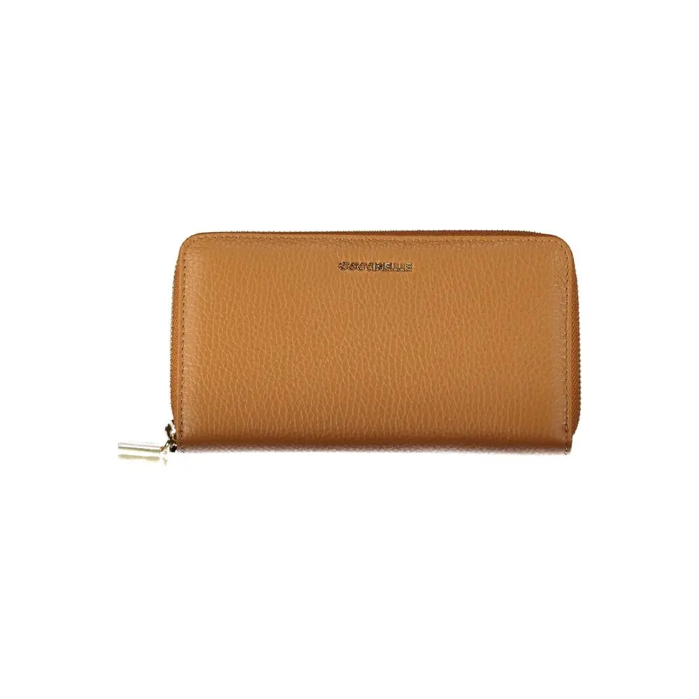 Portefeuille marron avec logo Coccinelle