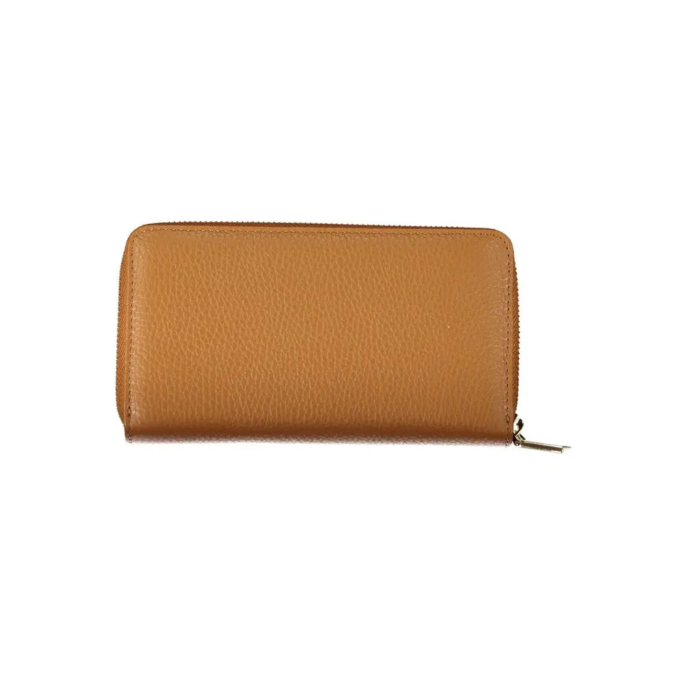 Portefeuille marron avec logo Coccinelle
