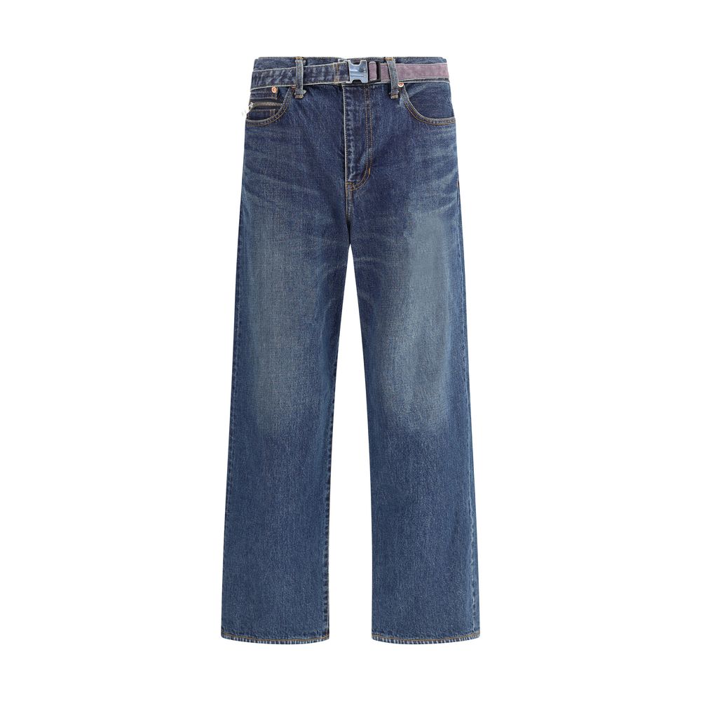 Pantalons Sacai ceinturés bleus